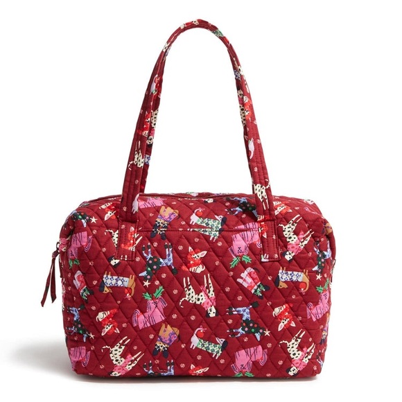 Vera Bradley Holiday Dogs Slouchy Satchel Bag - NWOT - Picture 1 of 12